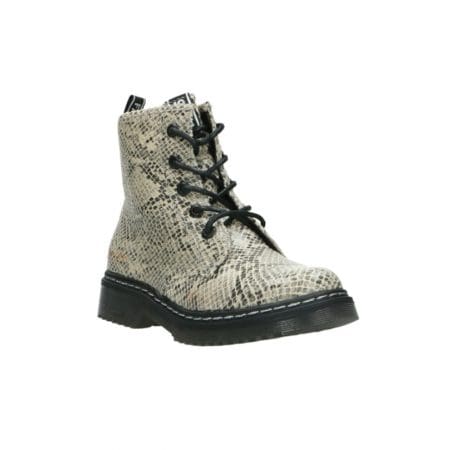 Fabs Black Snake Print Combat Boots 