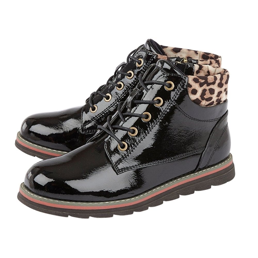Lotus Naomi Black Patent Ankle Boots 