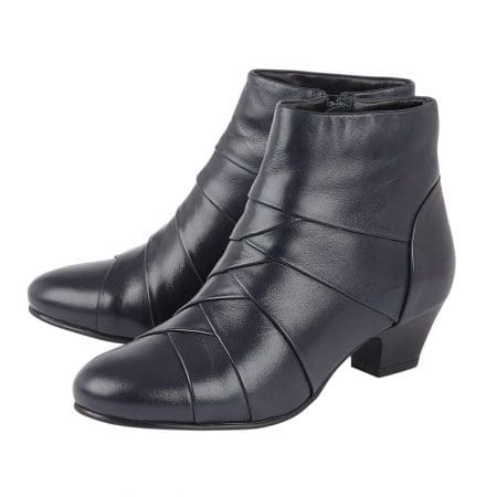Lotus Tara Navy Leather Ankle Boots