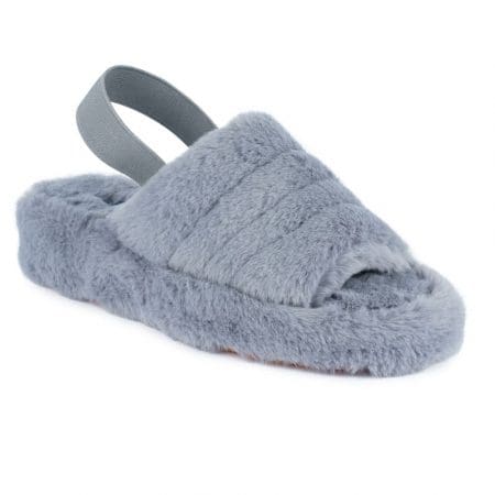 Lunar Winslet Grey Faux Fur Slippers