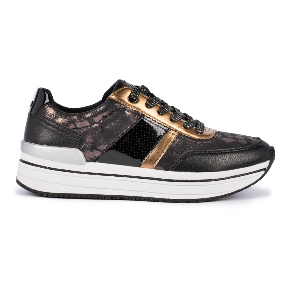 Lunar Sass Black Rose Gold Trainers 