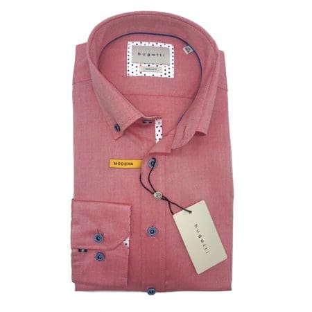 Bugatti Pink Polka Dot Trim Shirt