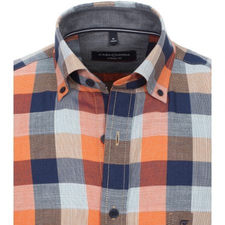 Casa Moda Orange Check Long Sleeve Shirt
