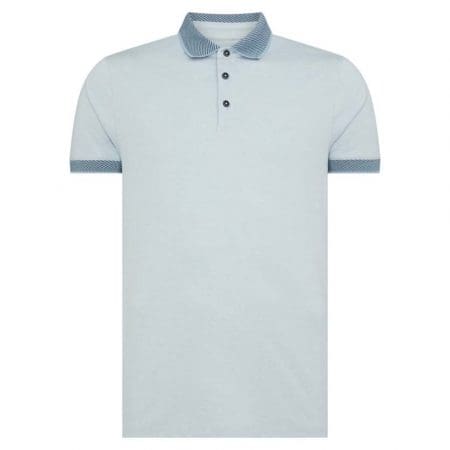 Remus Uomo Blue Knitted Collar Polo Shirt