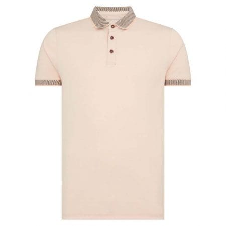 Remus Uomo Light Pink Knitted Collar Polo Shirt