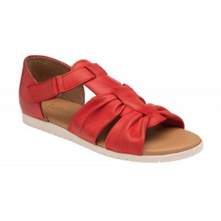 Lotus Santino Red Leather Flat Sandals