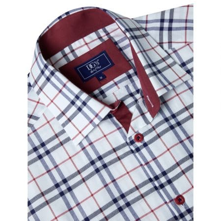 Drifter White and Red Check Long Sleeve Shirt