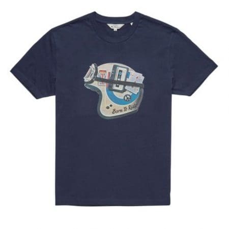 Ben Sherman Marine Blue Born To Ride T-Shirt