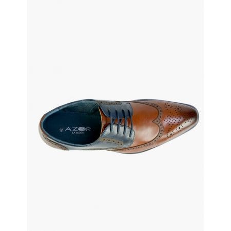 Azor Missori Tan and Blue Leather Shoes