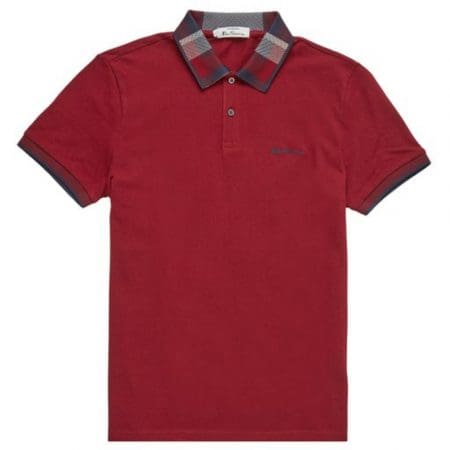 Ben Sherman Red Plaid Collar Polo Shirt