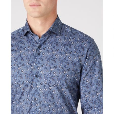 Remus Uomo Blue Floral Tapered Shirt