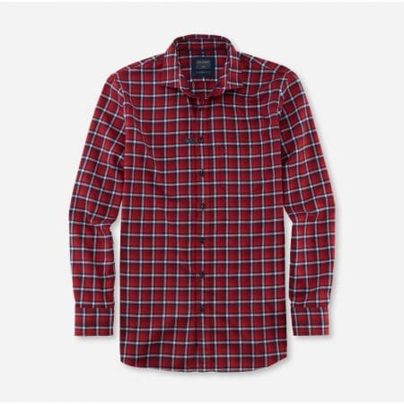 Olymp Casual Red Check Brushed Cotton Shirt