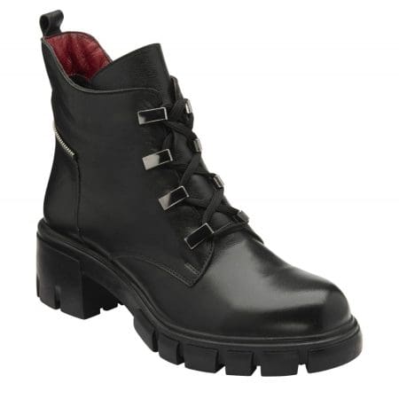 Lotus Lacie Black Leather Chunky Boots