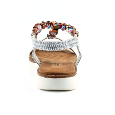 Lunar Tempo Silver Beaded Flat Sandals