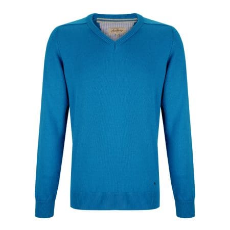 Drifter Turquoise Blue V Neck Sweater