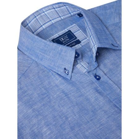 Drifter Blue Linen Look Short Sleeve Shirt