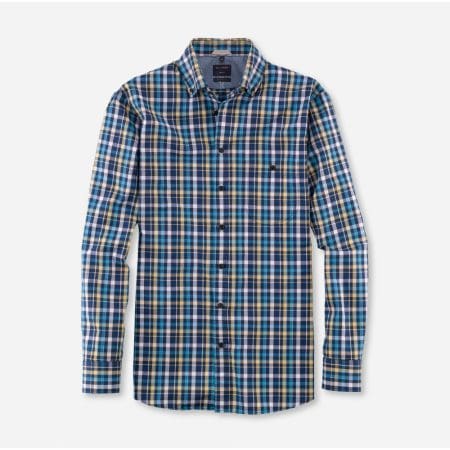 Olymp Casual Blue and Yellow Check Shirt