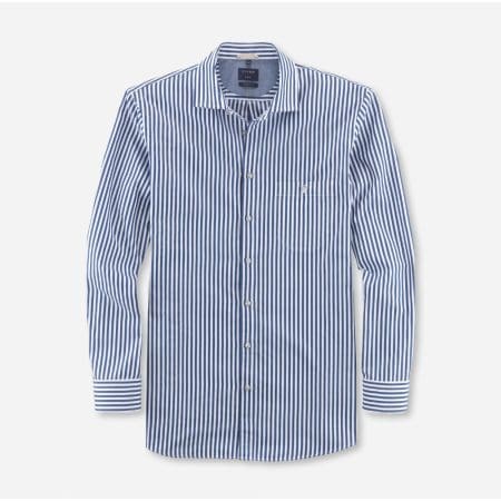 Olymp Casual Navy and White Striped Shirt