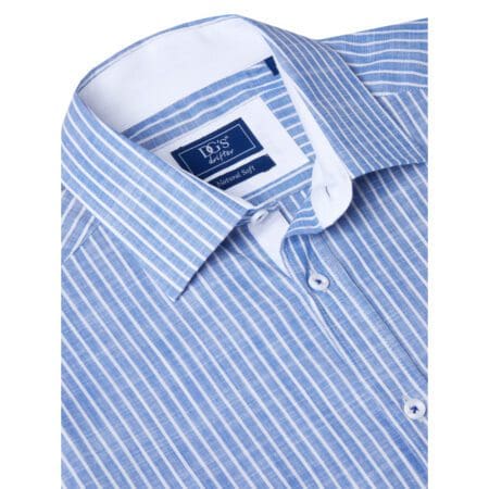 Drifter Sky Blue and White Stripe Short Sleeve Shirt