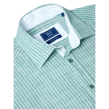 Drifter Green and White Stripe Short Sleeve Shirt