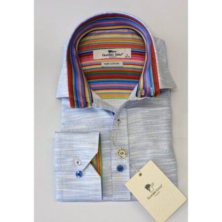 Claudio Lugli Blue Rainbow Trim Shirt