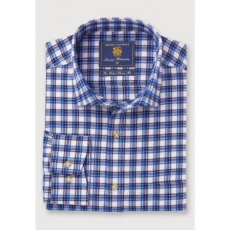 Brook Taverner Blue Check Brushed Cotton Shirt