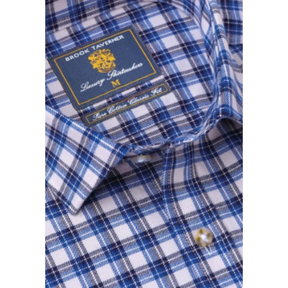 Brook Taverner Blue Check Brushed Cotton Shirt Brooks Shops