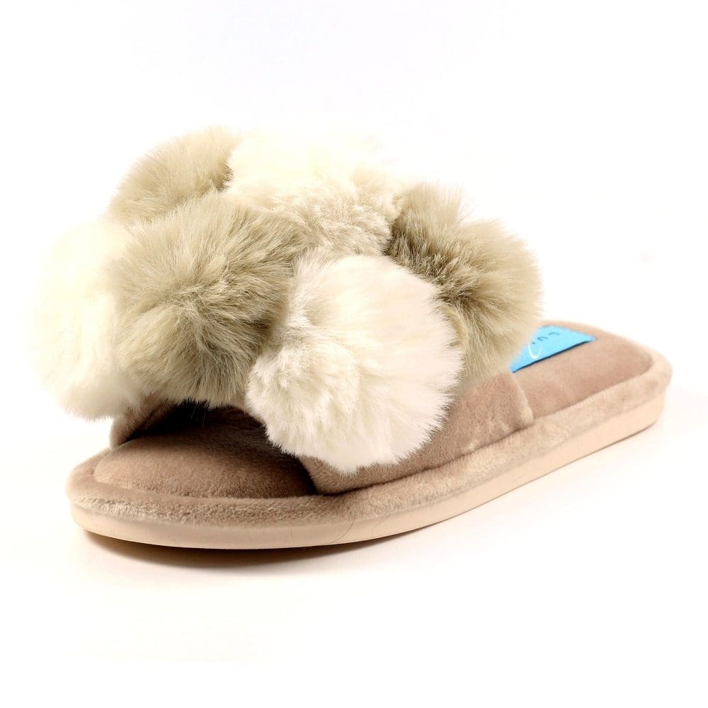 Lunar Bamboo Mink Pompom Mule Slippers Brooks Shops