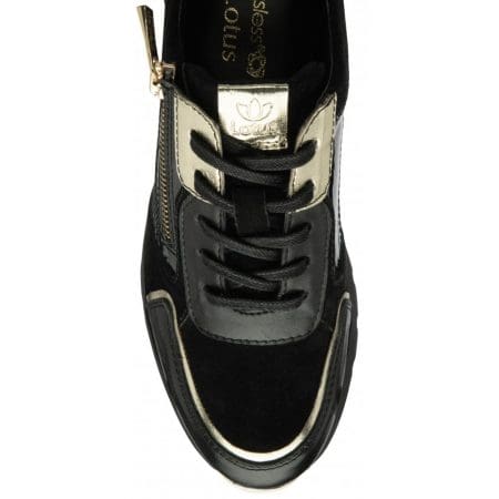 Lotus Stressless Solace Black Leather Wedge Trainers