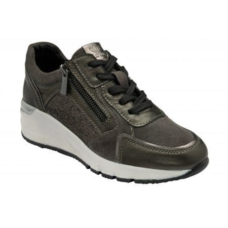 Lotus Stressless Solace Grey Leather Wedge Trainers