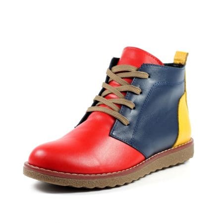Lunar Nickee Red Multi Leather Ankle Boots