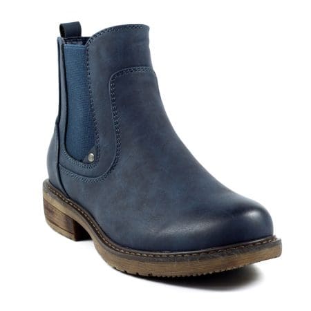 Lunar Roxie Navy Flat Ankle Boots