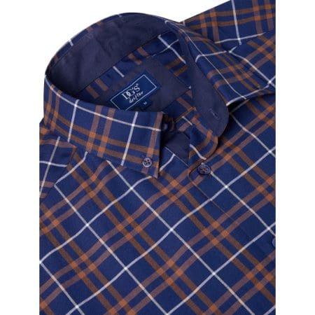 Drifter Dark Blue and Orange Casual Check Shirt