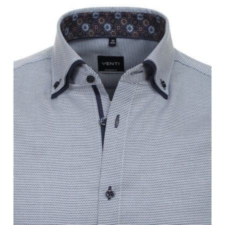 Venti Blue Patterned with Paisley Trim Shirt