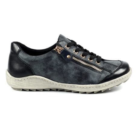 Lunar Bianca Black Flat Trainers