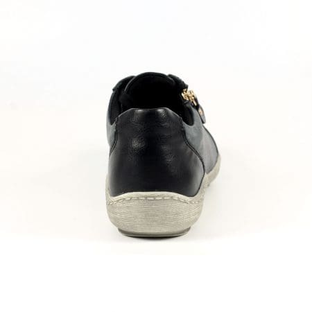 Lunar Bianca Black Flat Trainers