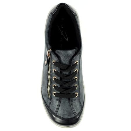 Lunar Bianca Black Flat Trainers