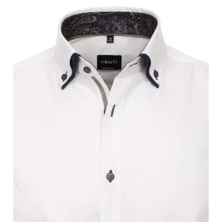Venti White with Navy Paisley Trim Shirt