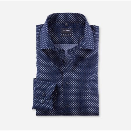 Olymp Luxor Navy Blue Patterned Shirt
