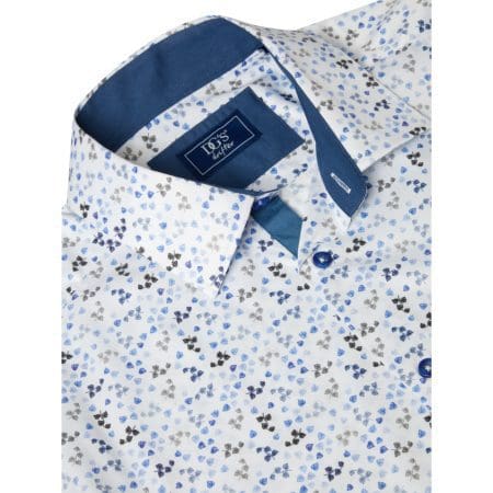 Drifter White and Blue Leaf Print Shirt