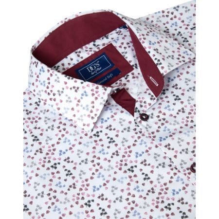 Drifter White and Red Leaf Print Shirt