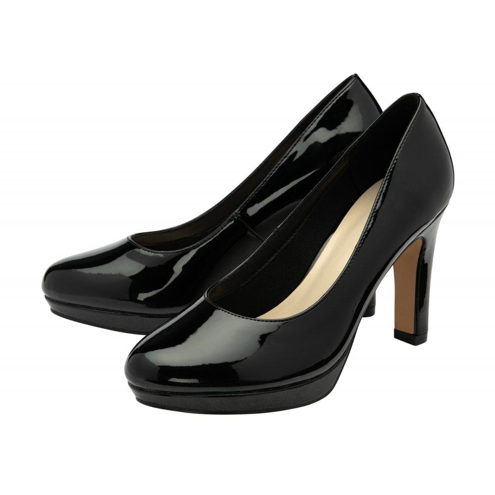 Lotus black store court shoes