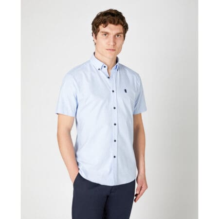 Remus Uomo Light Blue Oxford Short Sleeve Shirt