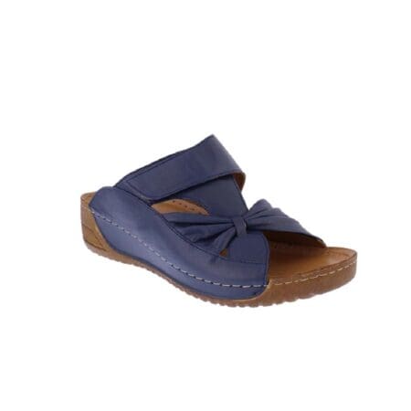 Adesso Lexi Navy Leather Wedge Sandals