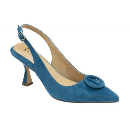 Lotus Delfina Blue Leather Suede Heels