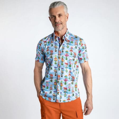 Claudio Lugli Blue Beach Short Sleeve Shirt