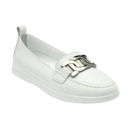 Lotus Magali White Leather Loafers