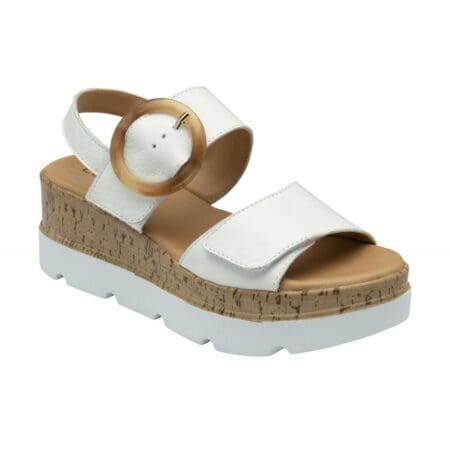 Lotus Cammie White Leather Flatform Sandals