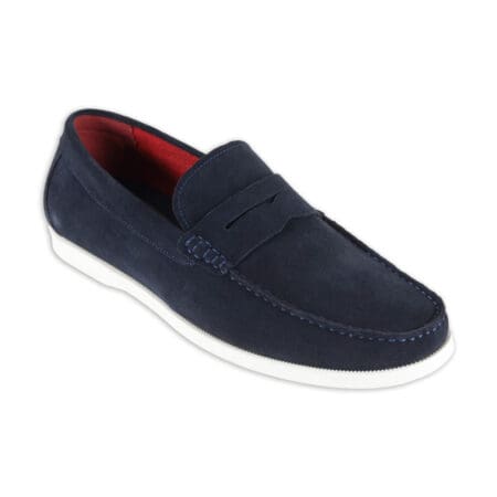 Front Doug Navy Suede Slip On Shoes