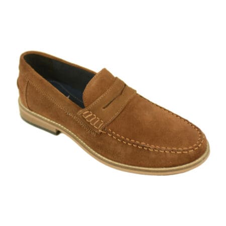 Front Jones Tan Leather Slip On Shoes